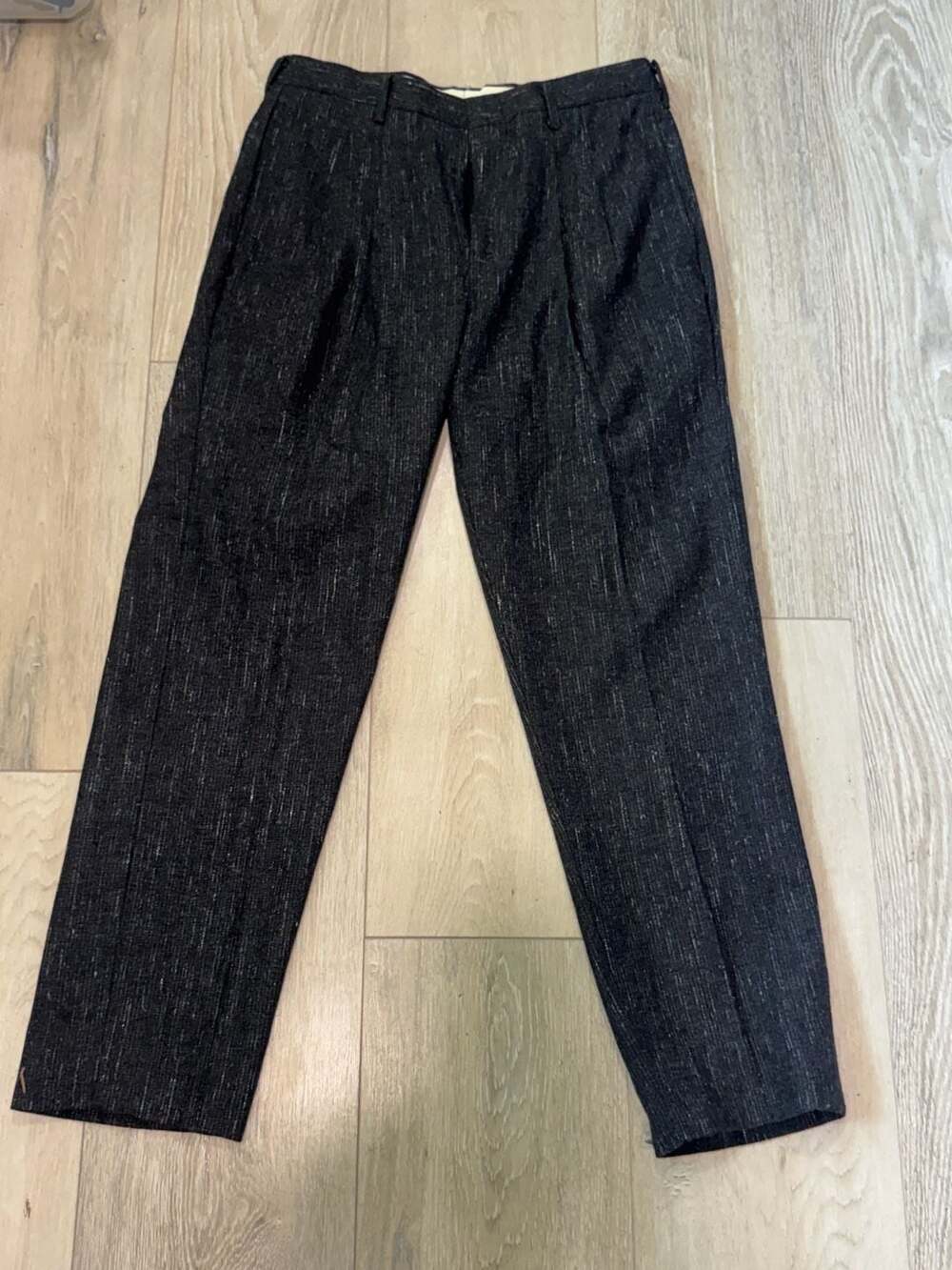 Vintage Old Money Wool Slub Pleated Trousers Monsieur Adolfo Tailored 30x29
